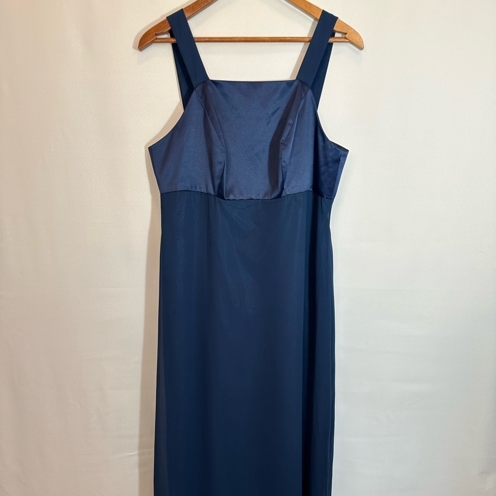 Vintage Papell Boutique Long Evening Gown Sleeveless Chiffon Satin Size 14W Zip